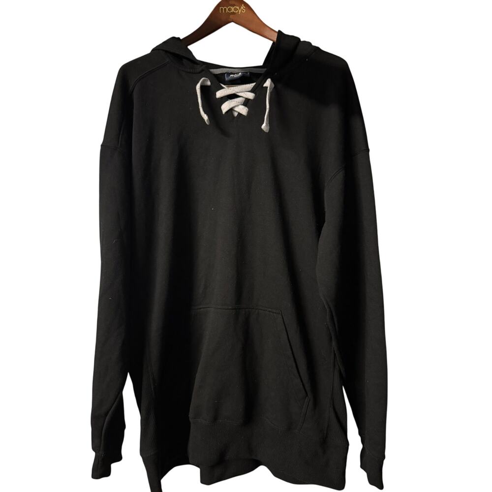 J. America Men's Black Lace-Up Hoodie Sweatshirt 8830 Pullover XXXL 3XL